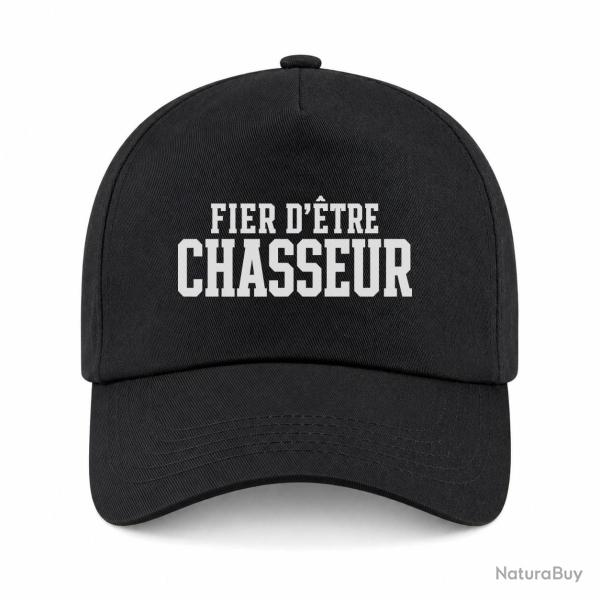 Casquette Chasse - Fier d'�tre chasseur - Typographie - Noir