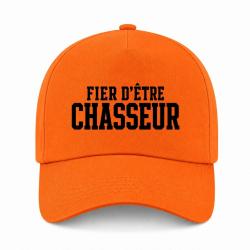 Casquette Chasse - Fier d'&ecirc;tre chasseur - Typographie - Orange