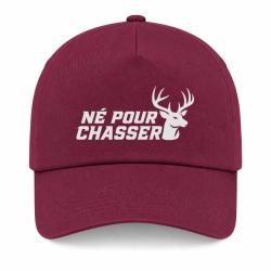 Casquette Chasse - N&eacute; pour chasser - Silhouette de cerf - Bordeaux