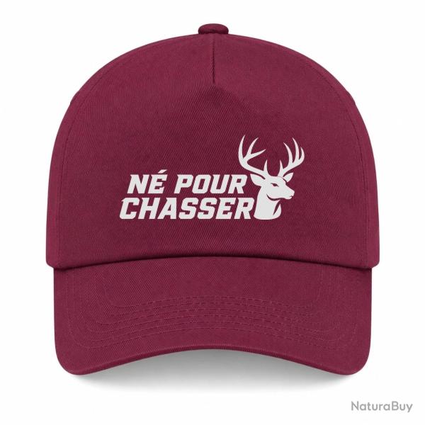 Casquette Chasse - N� pour chasser - Silhouette de cerf - Bordeaux