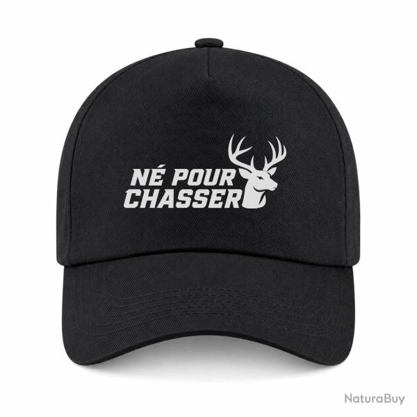 Casquette Chasse - N� pour chasser - Silhouette de cerf - Noir