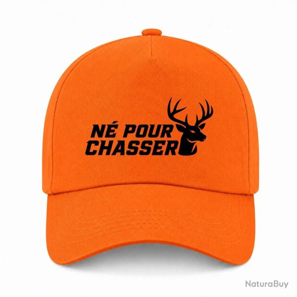 Casquette Chasse - N� pour chasser - Silhouette de cerf - Orange