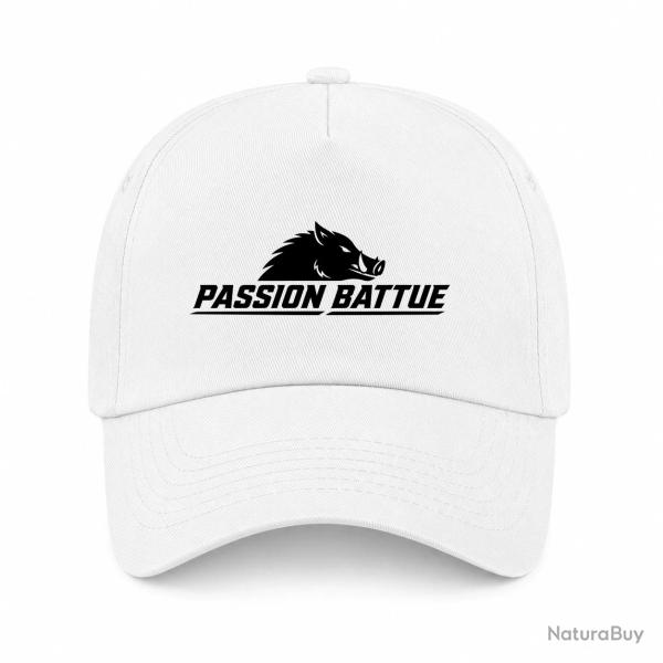 Casquette Chasse - Passion battue - Sanglier courant - Blanc