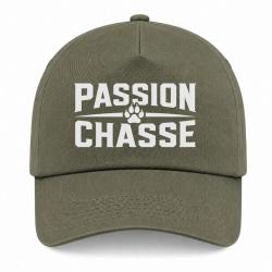 Casquette Chasse - Passion chasse - Empreinte orange - Kaki / Blanc