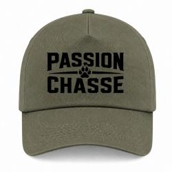 Casquette Chasse - Passion chasse - Empreinte orange - Kaki / Noir