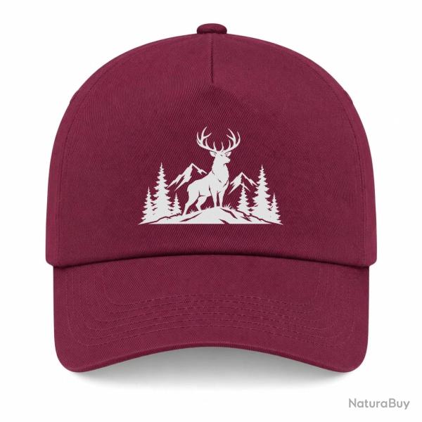 Casquette Chasse - Seigneur des montagnes - Cerf - Bordeaux