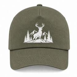 Casquette Chasse - Seigneur des montagnes - Cerf - Kaki / Blanc