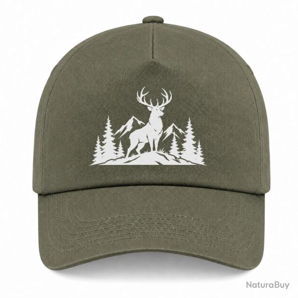 Casquette Chasse - Seigneur des montagnes - Cerf - Kaki / Blanc