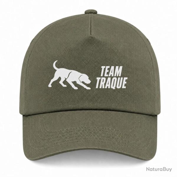 Casquette Chasse - Team traque - Sanglier en action - Kaki / Blanc
