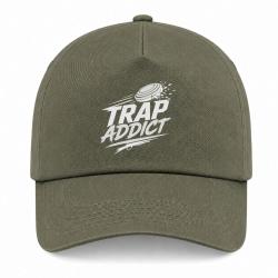 Casquette Ball Trap - Accro au Trap - Passion plateaux - Kaki / Blanc
