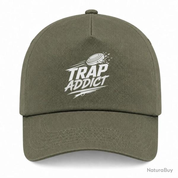 Casquette Ball Trap - Accro au Trap - Passion plateaux - Kaki / Blanc