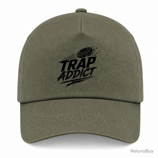 Casquette Ball Trap - Accro au Trap - Passion plateaux - Kaki / Noir