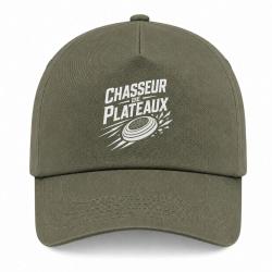 Casquette Ball Trap - Chasseur de plateaux - &Eacute;cusson tireur - Kaki / Blanc