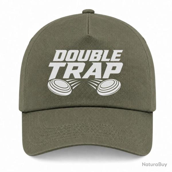 Casquette Ball Trap - Double Trap - Deux plateaux - Kaki / Blanc
