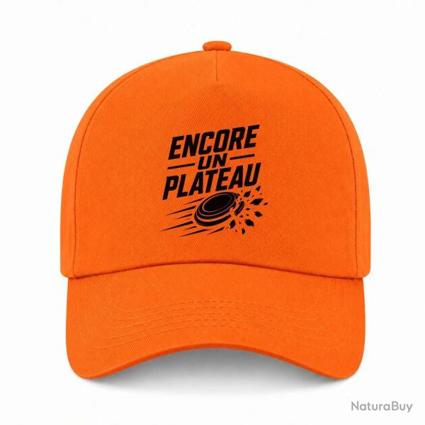 Casquette Ball Trap - Encore un plateau - Slogan passion - Orange