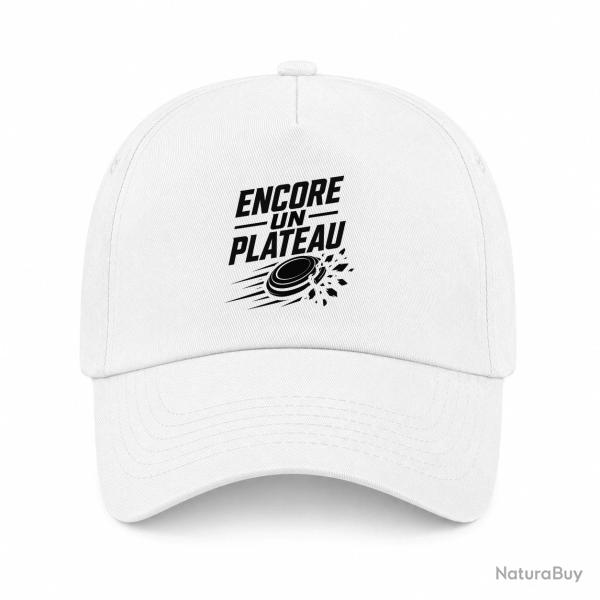 Casquette Ball Trap - Encore un plateau - Slogan passion - Blanc
