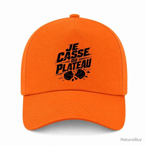 Casquette Ball Trap - Je casse du plateau - Slogan tireur - Orange