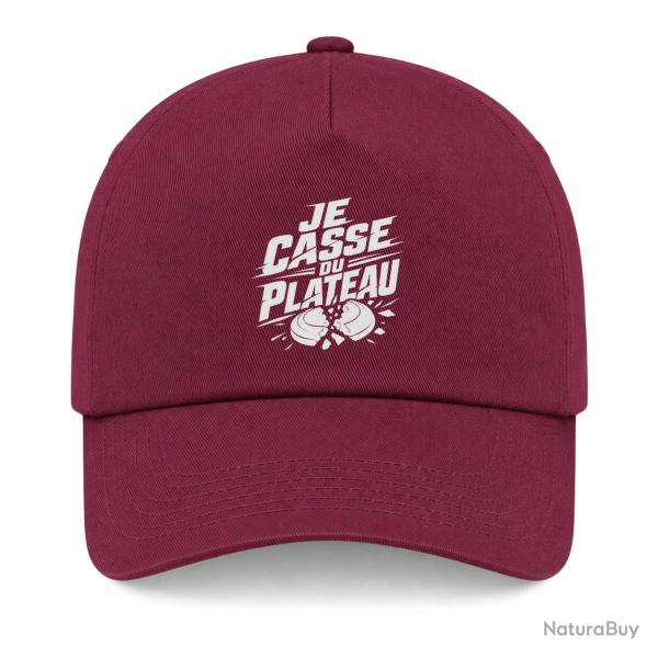 Casquette Ball Trap - Je casse du plateau - Slogan tireur - Bordeaux