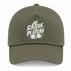 Casquette Ball Trap - Je casse du plateau - Slogan tireur - Kaki / Blanc