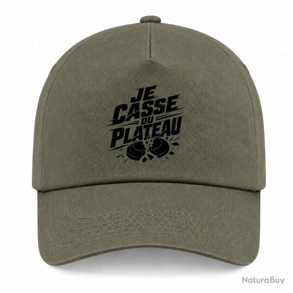 Casquette Ball Trap - Je casse du plateau - Slogan tireur - Kaki / Noir