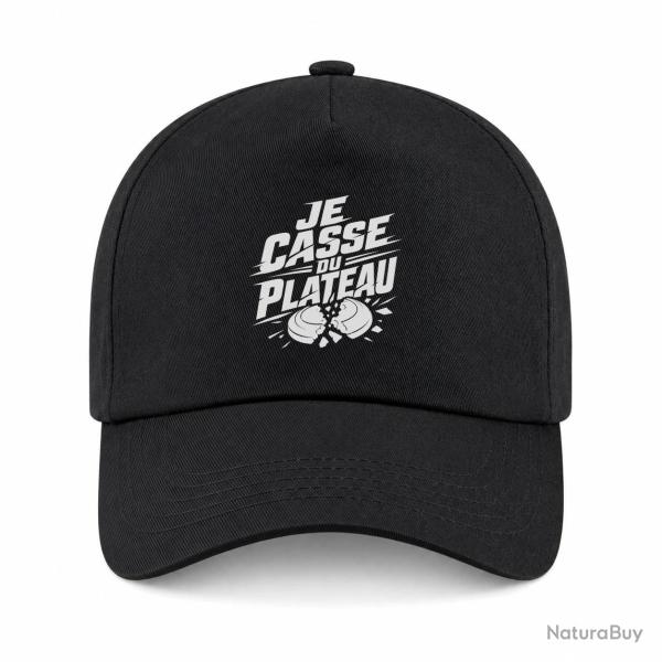 Casquette Ball Trap - Je casse du plateau - Slogan tireur - Noir
