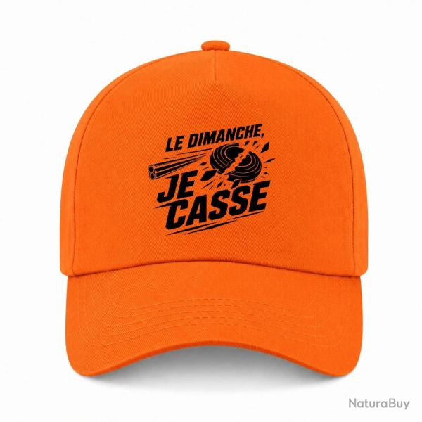 Casquette Ball Trap - Le dimanche je casse - Stand de tir - Orange