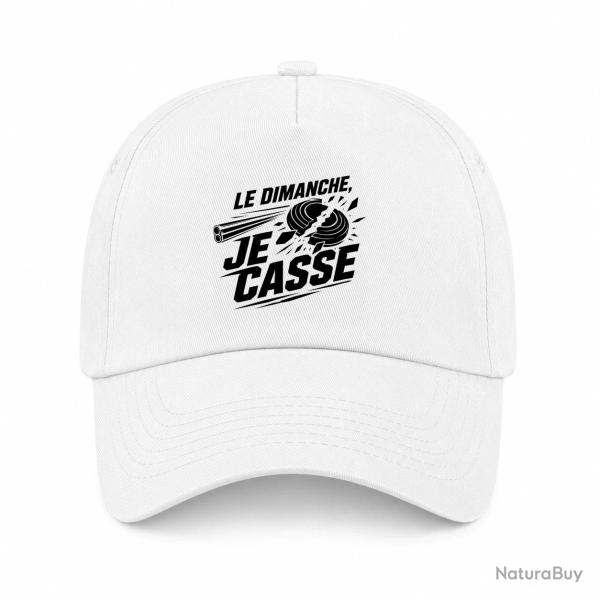 Casquette Ball Trap - Le dimanche je casse - Stand de tir - Blanc