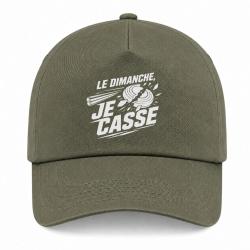 Casquette Ball Trap - Le dimanche je casse - Stand de tir - Kaki / Blanc