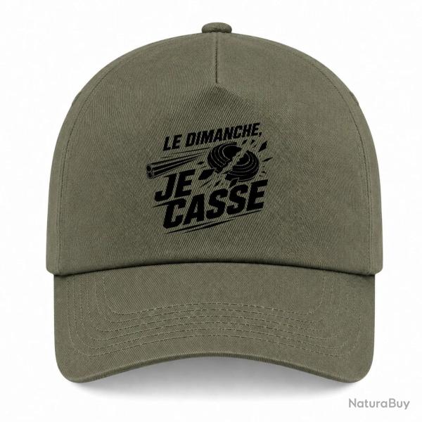 Casquette Ball Trap - Le dimanche je casse - Stand de tir - Kaki / Noir