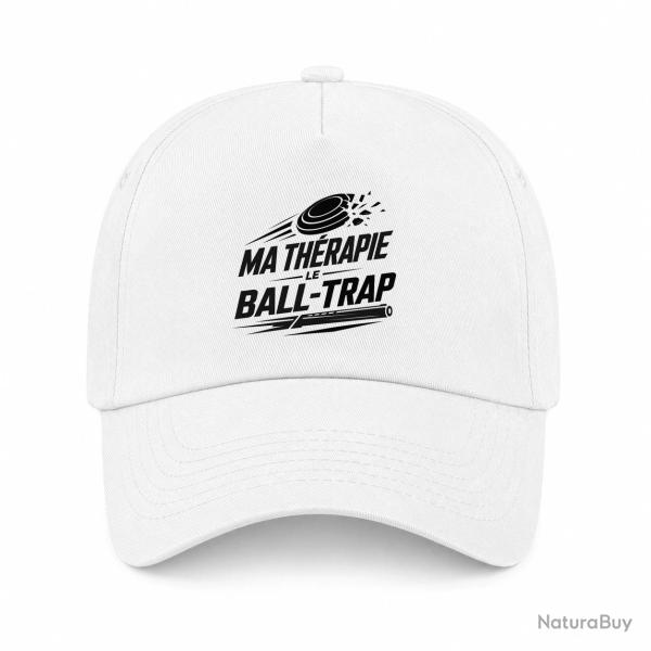 Casquette Ball Trap - Ma th�rapie, le Ball Trap - Humour - Blanc