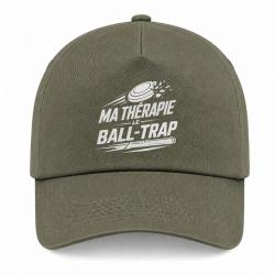 Casquette Ball Trap - Ma th&eacute;rapie, le Ball Trap - Humour - Kaki / Blanc