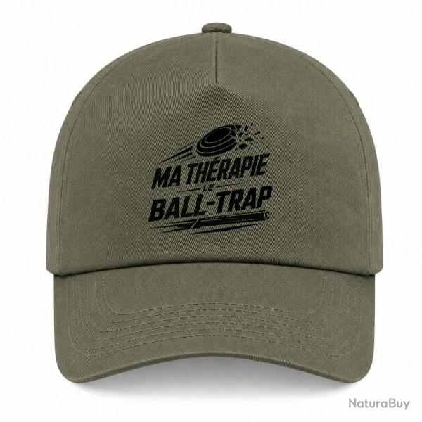 Casquette Ball Trap - Ma th�rapie, le Ball Trap - Humour - Kaki / Noir