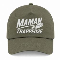 Casquette Ball Trap - Maman trappeuse - Cadeau personnalis&eacute; - Kaki / Blanc