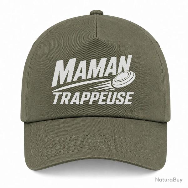 Casquette Ball Trap - Maman trappeuse - Cadeau personnalis� - Kaki / Blanc