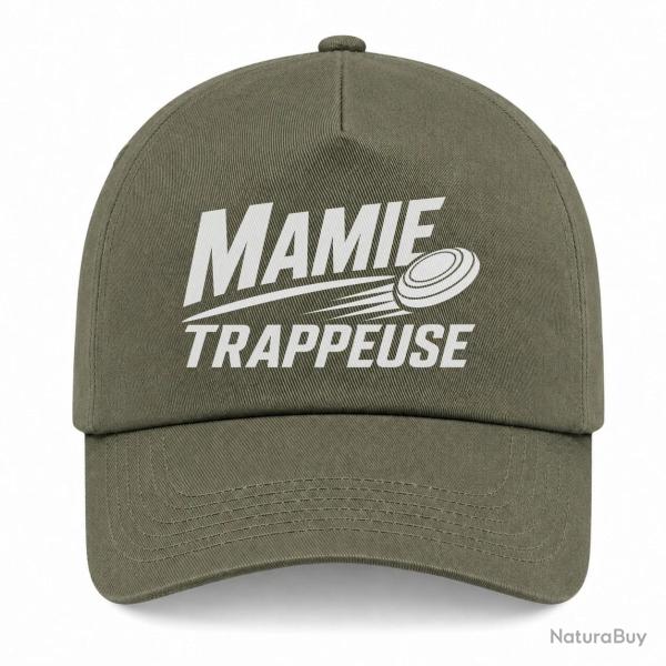Casquette Ball Trap - Mamie trappeuse - Cadeau passion - Kaki / Blanc