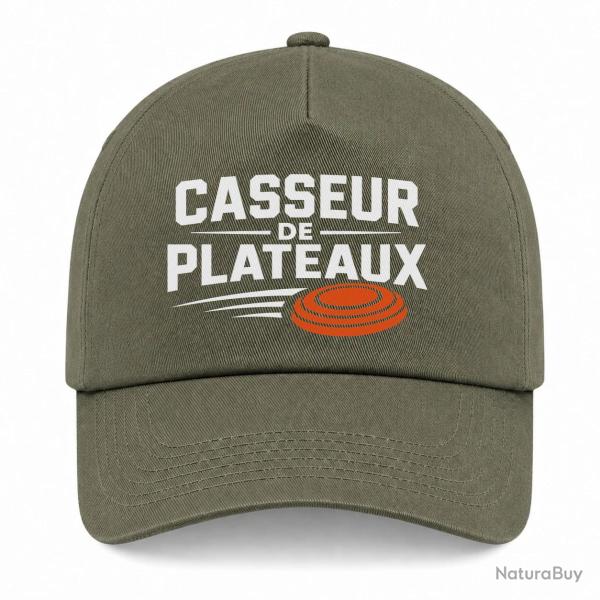 Casquette Ball Trap - Casseur de plateaux - Trajectoire - Kaki / Blanc et orange