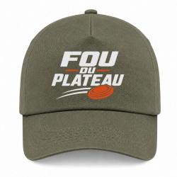 Casquette Ball Trap - Fou du plateau - Typographie - Kaki / Blanc et orange