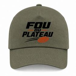 Casquette Ball Trap - Fou du plateau - Typographie - Kaki / Noir et orange