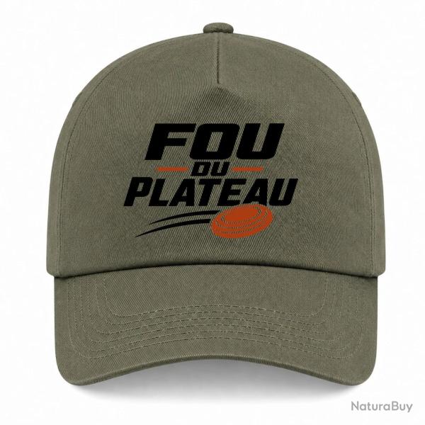 Casquette Ball Trap - Fou du plateau - Typographie - Kaki / Noir et orange