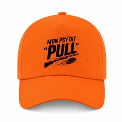 Casquette Ball Trap - Mon psy dit Pull - Humour tireur - Orange
