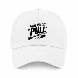Casquette Ball Trap - Mon psy dit Pull - Humour tireur - Blanc