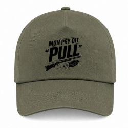 Casquette Ball Trap - Mon psy dit Pull - Humour tireur - Kaki / Noir