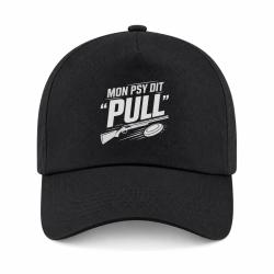 Casquette Ball Trap - Mon psy dit Pull - Humour tireur - Noir