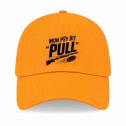 Casquette Ball Trap - Mon psy dit Pull - Humour tireur - Jaune