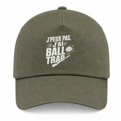 Casquette Ball Trap - J'peux pas, j'ai Ball Trap - Humour - Kaki / Blanc