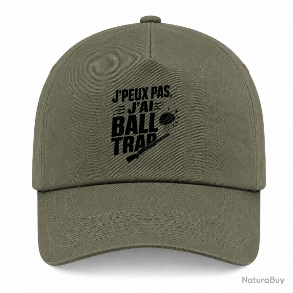 Casquette Ball Trap - J'peux pas, j'ai Ball Trap - Humour - Kaki / Noir