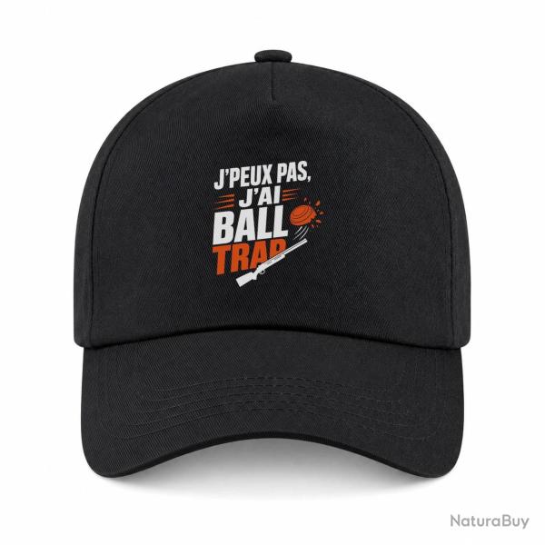 Casquette Ball Trap - J'peux pas, j'ai Ball Trap - Humour - Noir / Orange