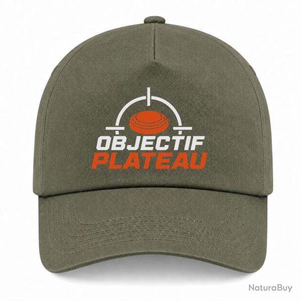 Casquette Ball Trap - Objectif plateau - Dans le viseur - Kaki / Blanc et orange