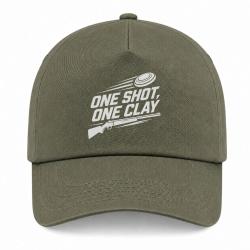 Casquette Ball Trap - One Shot One Clay - Pr&eacute;cision - Kaki / Blanc