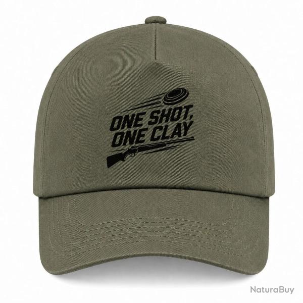 Casquette Ball Trap - One Shot One Clay - Pr�cision - Kaki / Noir